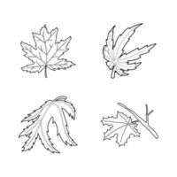 conjunto de ícones de folha, estilo de contorno vetor