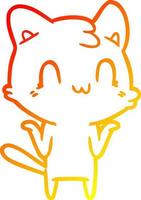 desenho de linha gradiente quente desenho animado gato feliz vetor