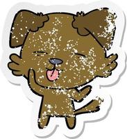 vinheta angustiada de um cachorro de desenho animado com a língua para fora vetor