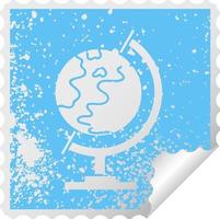 aflito quadrado peeling adesivo símbolo globo do mundo vetor