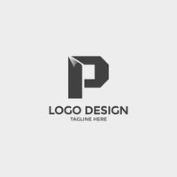 conceito de design de logotipo de tipografia de estilo de papel de letra p vetor
