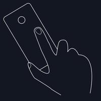 telefone celular na mão de um homem ou ilustração de linha preto e branco woman.hand-desenho. vetor