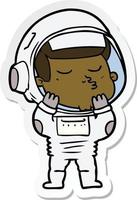 adesivo de um astronauta confiante de desenho animado vetor