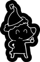 ícone de desenho animado de urso feminino de um chapéu de Papai Noel vetor