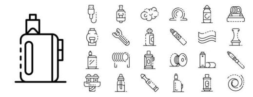 conjunto de ícones de cigarro eletrônico, estilo de estrutura de tópicos vetor