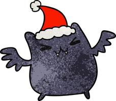 desenho de natal texturizado de morcego kawaii vetor