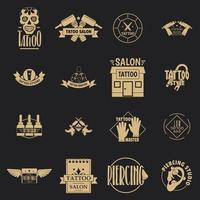 conjunto de ícones de logotipo de tatuagem, estilo simples vetor