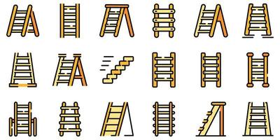 conjunto de ícones de escada de passo vector plana