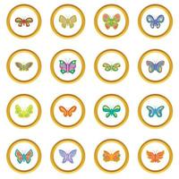 círculo de ícones de fada borboleta