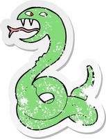 adesivo retrô angustiado de uma cobra assobiando de desenho animado vetor