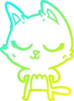 desenho de linha de gradiente frio gato de desenho animado calmo vetor