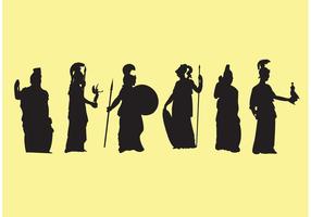 Athena Greek Goddess Silhouettes vetor