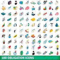 conjunto de 100 ícones de obrigação, estilo 3d isométrico vetor