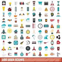 conjunto de 100 ícones java, estilo simples vetor