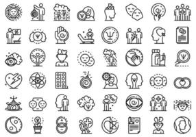 conjunto de ícones de psicólogo, estilo de estrutura de tópicos vetor