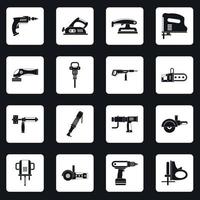 ícones de ferramentas elétricas definir vetor de quadrados