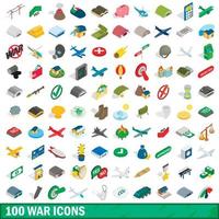 conjunto de 100 ícones de guerra, estilo 3d isométrico vetor