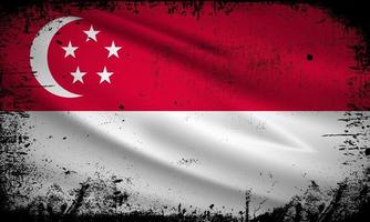 novo vetor de fundo abstrato bandeira de singapura com estilo de traçado grunge. ilustração em vetor dia da independência de singapura.