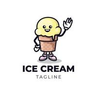 design de logotipo fofo de sorvete vetor