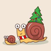 mascote de caracol de natal vetor