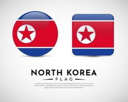 vetor de ícone de bandeira da coreia do norte realista. conjunto de vetor de emblema de bandeira da coreia do norte