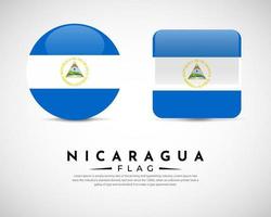 vetor de ícone de bandeira da Nicarágua realista. conjunto de vetor de emblema de bandeira da nicarágua