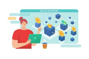 transação da plataforma blockchain vetor