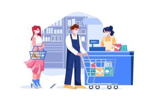 distanciamento social no checkout de compras vetor