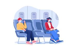 distanciamento social em assentos de voo vetor