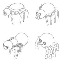 ícones de aranha definir contorno vetorial vetor