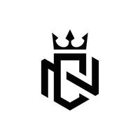 logotipo nc ou cn com vetor de ícone de coroa.