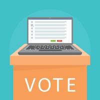 banner de conceito de votação de laptop online, estilo simples vetor