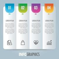 modelo de infográficos digitais modernos coloridos quatro opções numeradas ilustração de processo com layout de apresentação de negócios de ícones de marketing para banners web design vetor