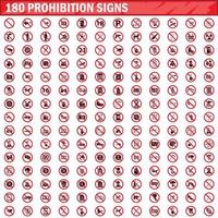 vetor definido de 180 sinais de proibição