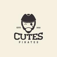 cabeça piratas bonitos design de logotipo vintage vetor gráfico símbolo ícone ilustração ideia criativa