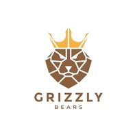 urso pardo com coroa design de logotipo mínimo vetor gráfico símbolo ícone ilustração ideia criativa