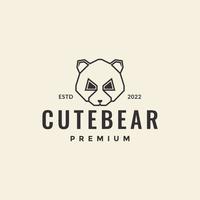 cabeça de linha urso ou panda design de logotipo mínimo hipster vetor gráfico símbolo ícone ilustração ideia criativa