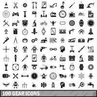 Conjunto de 100 ícones de engrenagem, estilo simples vetor