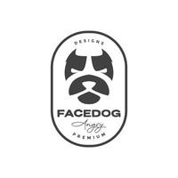 distintivo de rosto bulldog design de logotipo com raiva vetor gráfico símbolo ícone ilustração ideia criativa
