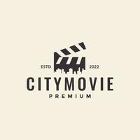 filme de filme hipster com design de logotipo da cidade vetor gráfico símbolo ícone ilustração ideia criativa