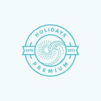 distintivo de linha com design de logotipo de férias de onda vetor gráfico símbolo ícone ilustração ideia criativa