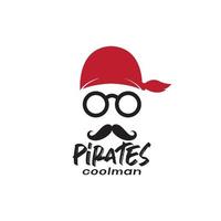 homem de bigode com bandana de cabeça design de logotipo de pirata gráfico de vetor símbolo ícone ilustração ideia criativa
