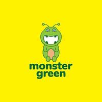 monstro verde grande sorriso logotipo design gráfico de vetor símbolo ícone ilustração ideia criativa