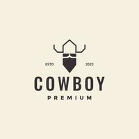 linha simples cabeça de cowboy hipster design de logotipo vetor gráfico símbolo ícone ilustração ideia criativa