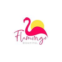 flamingo feminino abstrato com design de logotipo de sol vetor gráfico símbolo ícone ilustração ideia criativa