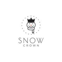 boneco de neve bonito com design de logotipo de coroa vetor símbolo gráfico ilustração ideia criativa