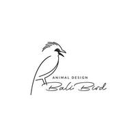 linha arte pássaro bali myna logo design gráfico de vetor símbolo ícone ilustração ideia criativa