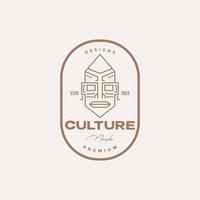 máscara de madeira cultura linha design de logotipo vetor gráfico símbolo ícone ilustração ideia criativa