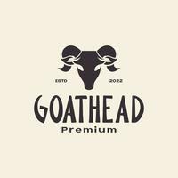 design de logotipo de cabras de gado de cabeça vintage vetor gráfico símbolo ícone ilustração ideia criativa