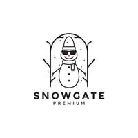 boneco de neve legal com design de logotipo de óculos de sol vetor gráfico símbolo ícone ilustração ideia criativa